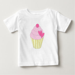 Camiseta Para Bebê cupcake de morango ilusima