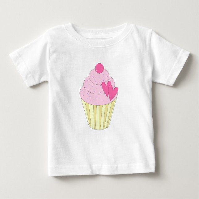 Camiseta Para Bebê cupcake de morango ilusima (Frente)