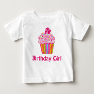 Camiseta Para Bebê Cupcake do aniversário da surpresa