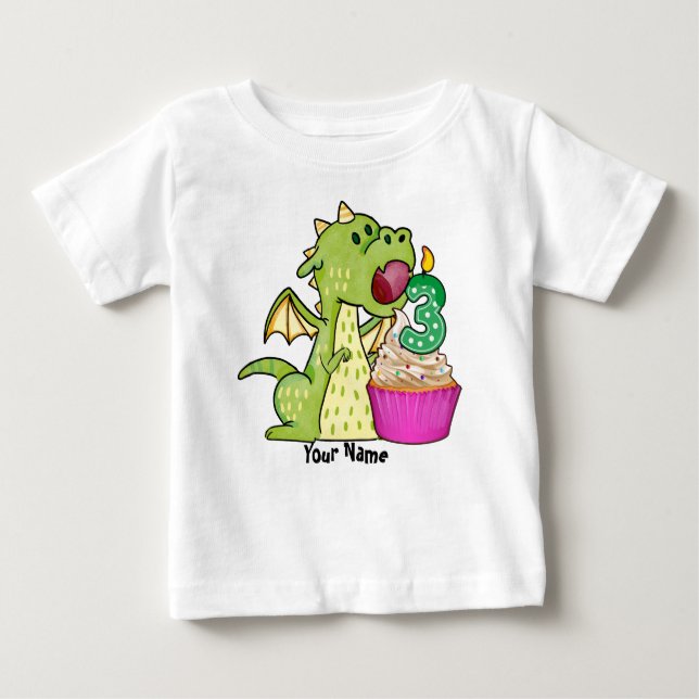 Camiseta Para Bebê Cupcake Dragon (Frente)