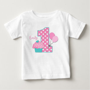 Camiseta Para Bebê Cupcake e balões