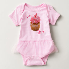 Camiseta Para Bebê Cupcake Geométrico Pink-Bebê Doce