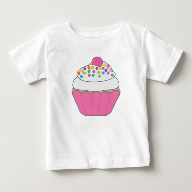 Camiseta Para Bebê Cupcake rosa (Frente)