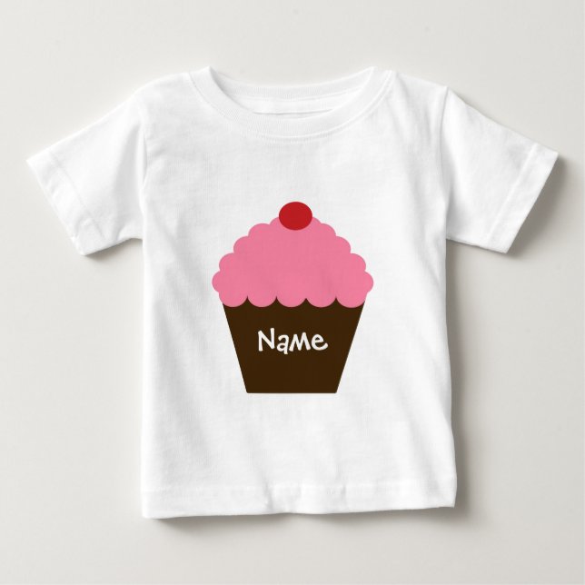Camiseta Para Bebê Cupcake Rosa Amor (Frente)