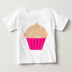 Camiseta Para Bebê Cupcake rosa com pulverizações