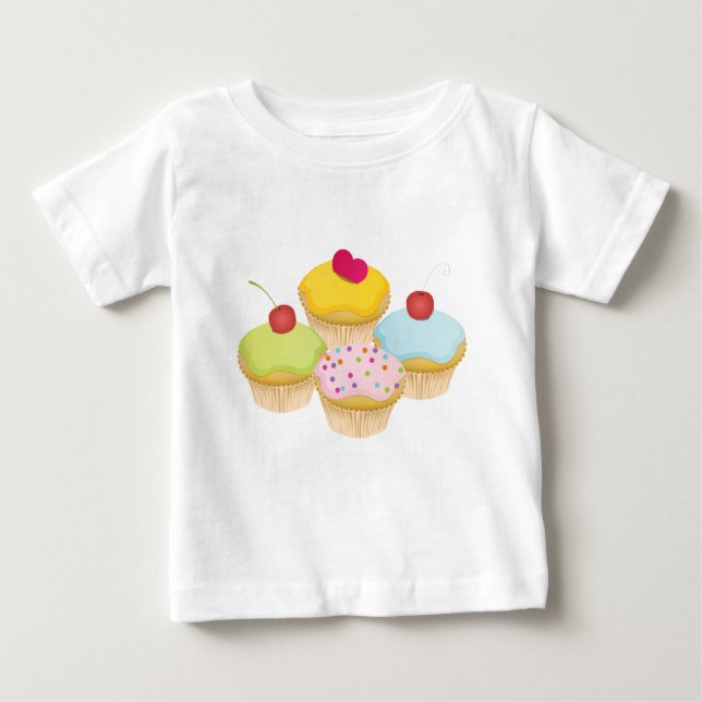 Camiseta Para Bebê Cupcakes (Frente)