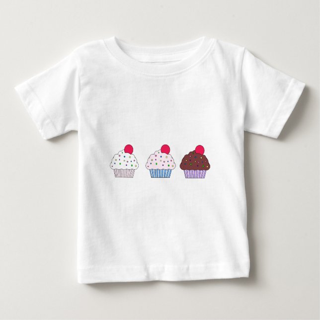 Camiseta Para Bebê Cupcakes (Frente)