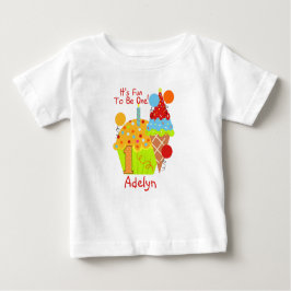 Camiseta Para Bebê Cupcakes e divertimento do sorvete a ser um