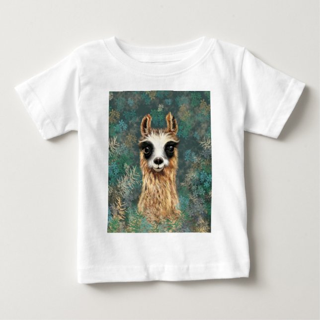 Camiseta Para Bebê Curioso Bebê Llama - Bonito - Sorria (Frente)