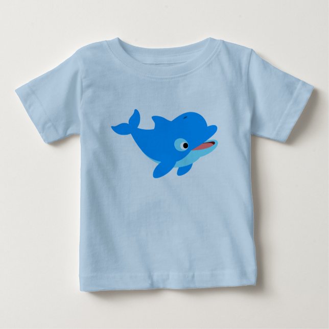 Camiseta Para Bebê Curioso desenho animado Dolphin Baby T Shirt (Frente)