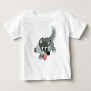 Camiseta Para Bebê Curioso desenho animado Wolf Baby T Shirt