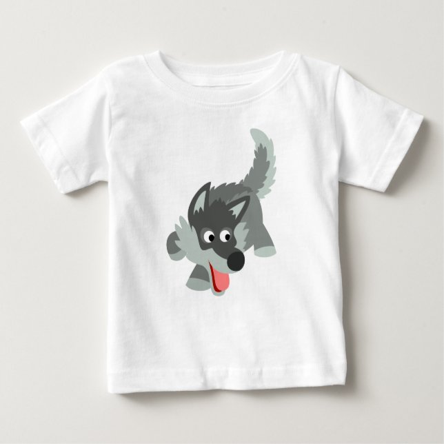 Camiseta Para Bebê Curioso desenho animado Wolf Baby T Shirt (Frente)