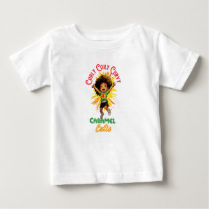 Camiseta Para Bebê Curly Coily Curvy Caramel Cutie