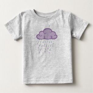 Camiseta Para Bebê Curvas Roxas Chuvem Nuvem Com Estrelas Quentes