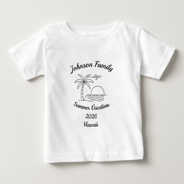 Camiseta Para Bebê Custom Family Reunion Beach Summer Vacation White (Frente)