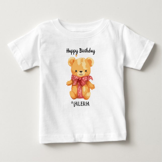 Camiseta Para Bebê Custom Name Happy Birtday (Frente)