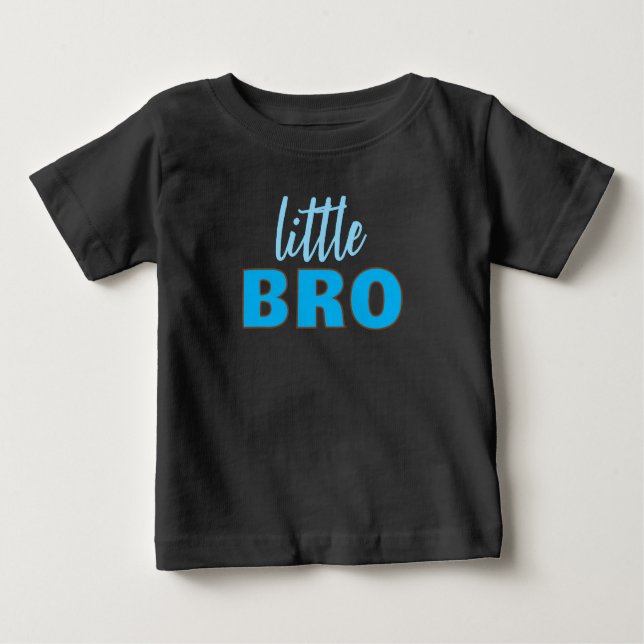 Camiseta Para Bebê Custom Text Template Black & Blue Little Bro (Frente)