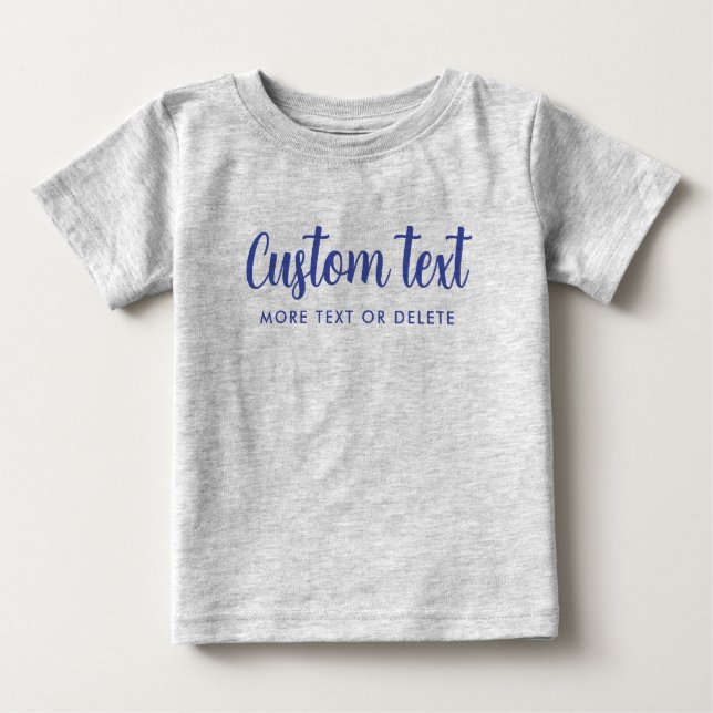 Camiseta Para Bebê Custom Typography Text Pic Template Grey & Blue (Frente)