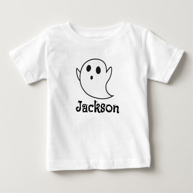 Camiseta Para Bebê Custom White Ghost Halloween T-Shirt for Toddlers  (Frente)