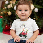 Camiseta Para Bebê Cute Adorable Santa Claus, Snowman and Reindeer<br><div class="desc">Merry Christmas! Cute Adorable Santa Claus,  Snowman,  and Reindeer Drive A Motorcycle To Deliver Christmas Presents To Children Around The World illustration.</div>
