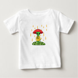 Camiseta Para Bebê Cute Alien With Umbrella Kawaii Space Character