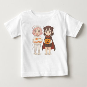 Camiseta Para Bebê Cute anime múmia & garotas vampiras