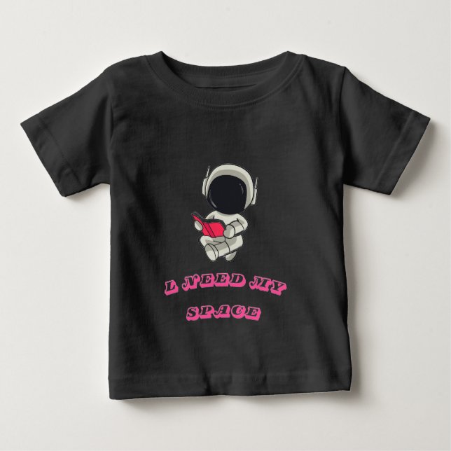 Camiseta Para Bebê Cute Astronaut Reading – I Need My Space Aesthetic (Frente)