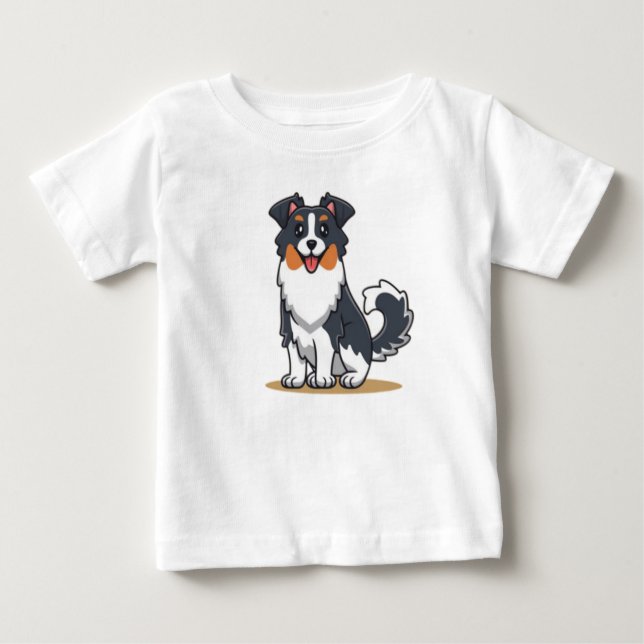 Camiseta Para Bebê Cute Australian Shepherd-23144 (Frente)