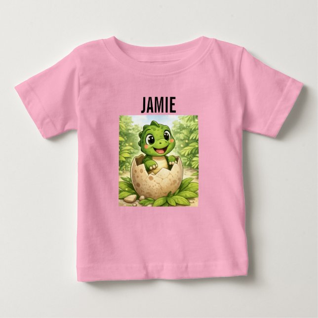 Camiseta Para Bebê Cute Baby Dinosaur Hatchling Toddler (Frente)