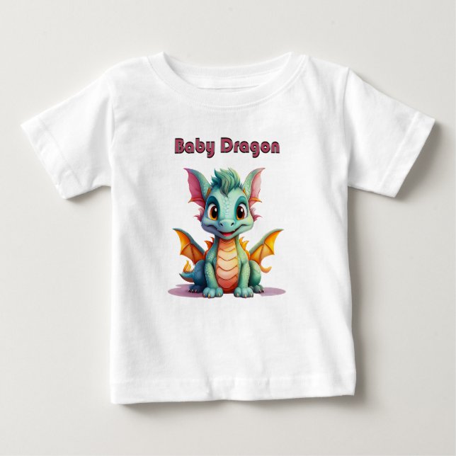 Camiseta Para Bebê Cute Baby Dragon – Adorable Fantasy T-Shirt  (Frente)