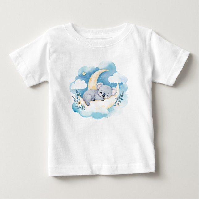 Camiseta Para Bebê Cute Baby Koala na Lua - (Frente)