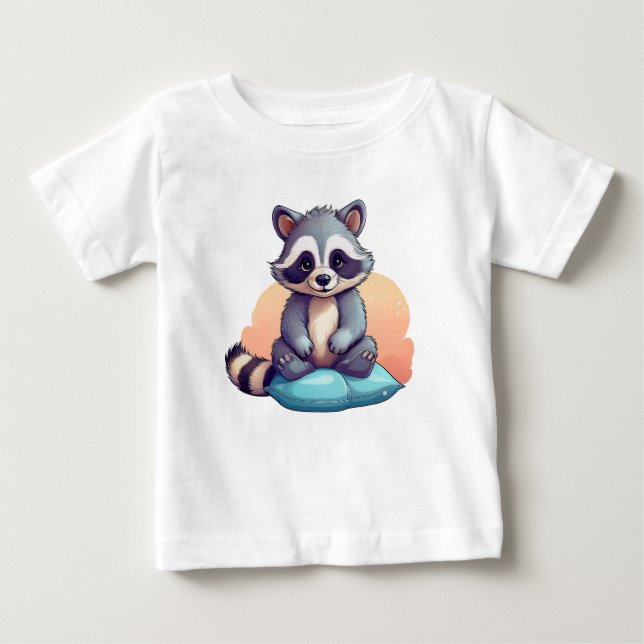 Camiseta Para Bebê Cute Baby Raccoon – Adorable Cartoon T-shirts (Frente)