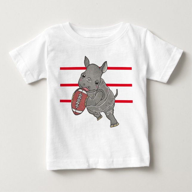 Camiseta Para Bebê Cute Baby Rhino American Football Baby T Shirt (Frente)