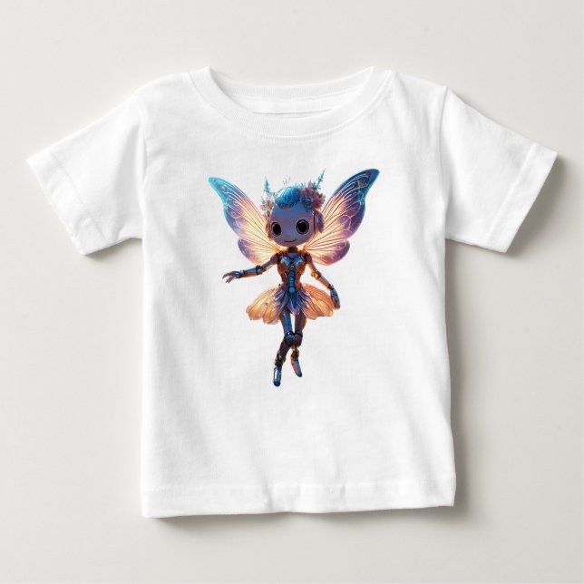 Camiseta Para Bebê Cute Ballerina Dancing Robot Pixie (Frente)