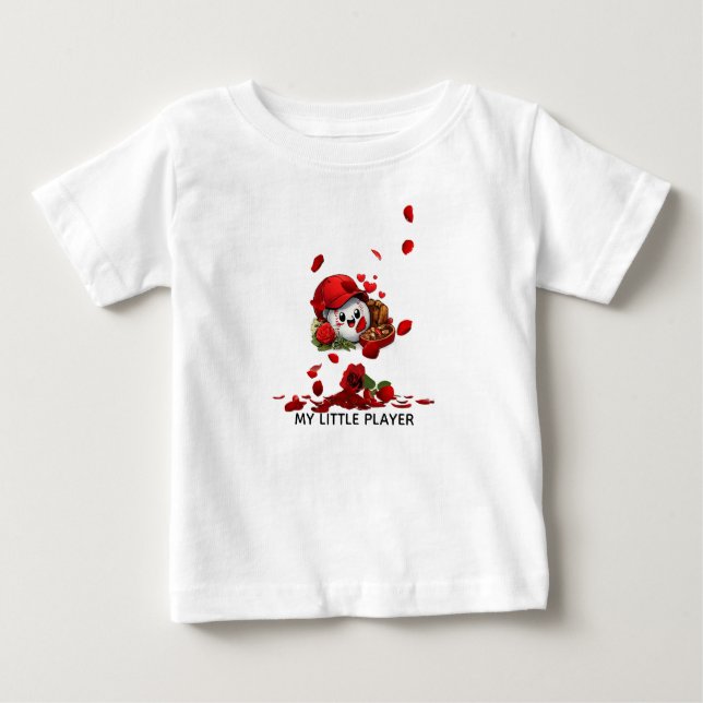 Camiseta Para Bebê Cute Baseball Love Design (Frente)