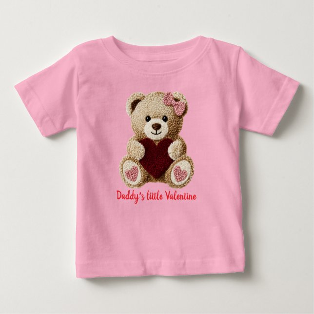 Camiseta Para Bebê cute bear baby's first valentines bodysuit T-Shirt (Frente)