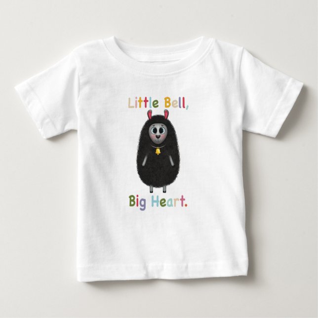 Camiseta Para Bebê Cute Black Sheep with Bell – Little Bell Big Heart (Frente)