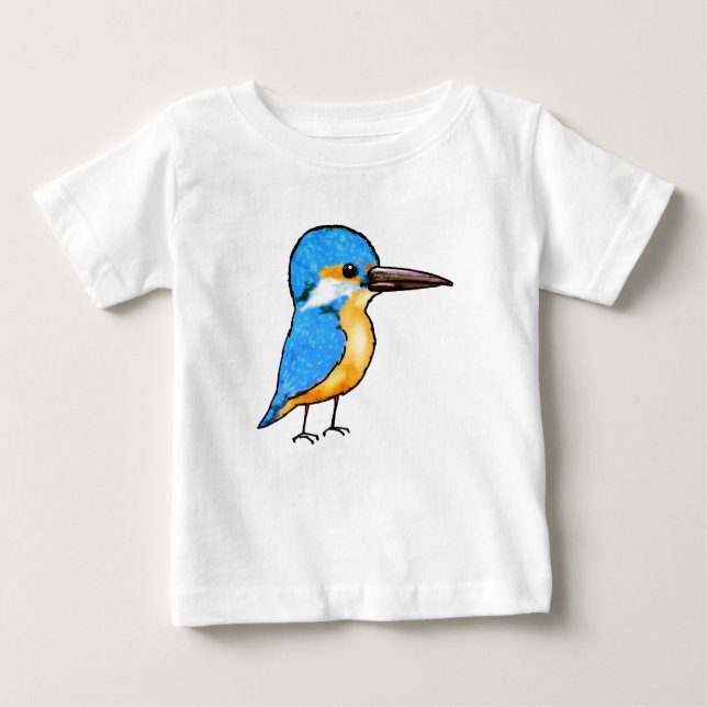 Camiseta Para Bebê Cute Blue Kingfisher Bird Art (Frente)