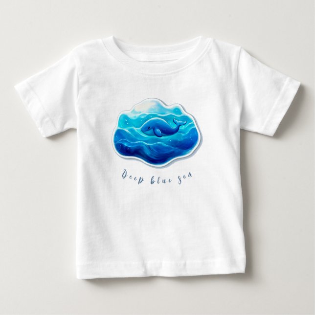 Camiseta Para Bebê Cute Blue Whale (Frente)