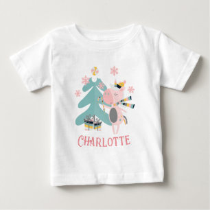 Camiseta Para Bebê Cute Boho Christmas Unicorn com nome