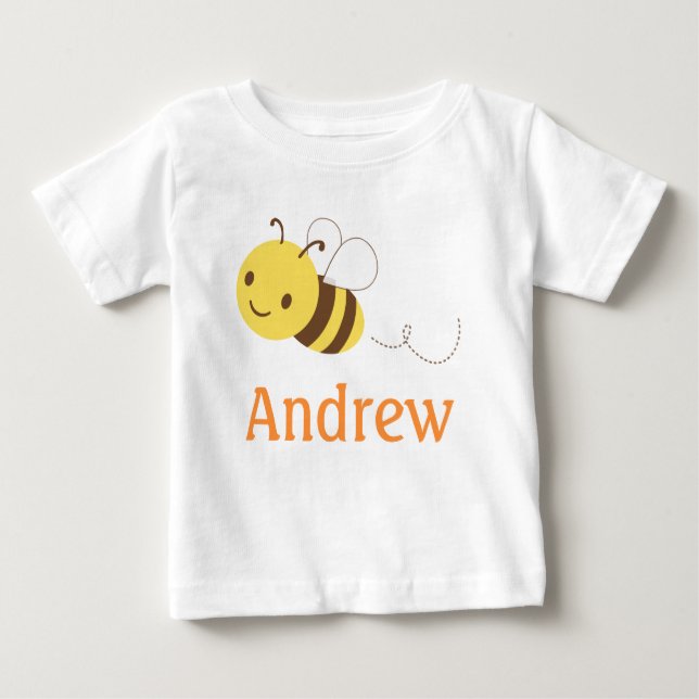 Camiseta Para Bebê Cute Bumblebee Personalizado Nome do Bebê Personal (Frente)