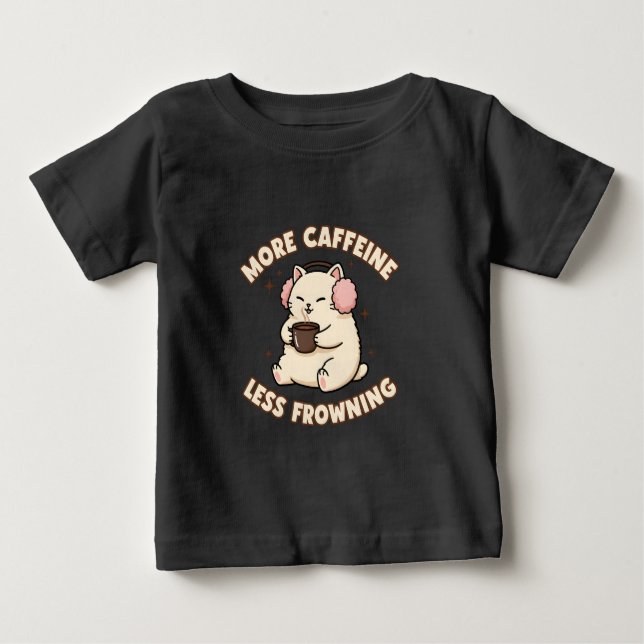 Camiseta Para Bebê Cute Caffeine Cat Baby Bodysuit (Frente)