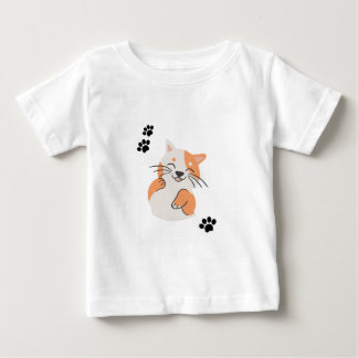 Camiseta Para Bebê Cute Cartoon Cat Baby T-Shirt