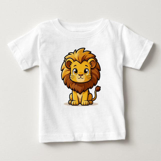 Camiseta Para Bebê Cute Cartoon Lion with Big Mane (Frente)