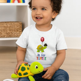Camiseta Para Bebê Cute Cartoon T é para Tartaruga Alfabeto