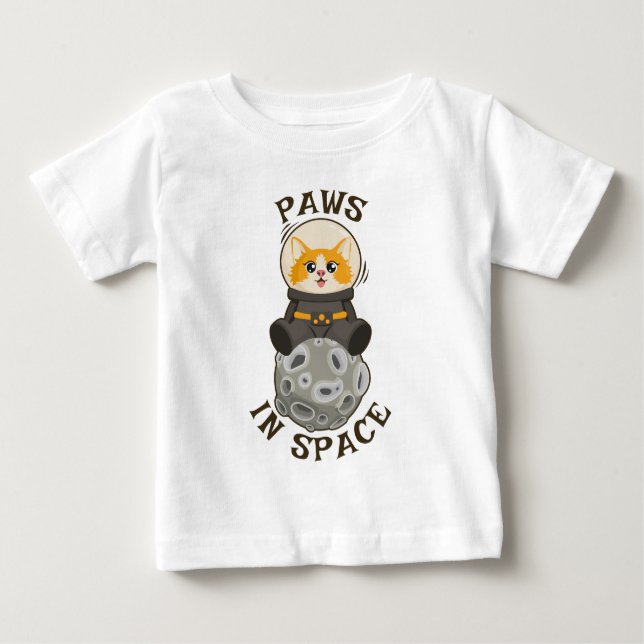 Camiseta Para Bebê Cute Cat in space Cat Astronaut Cosmic animal Moon (Frente)
