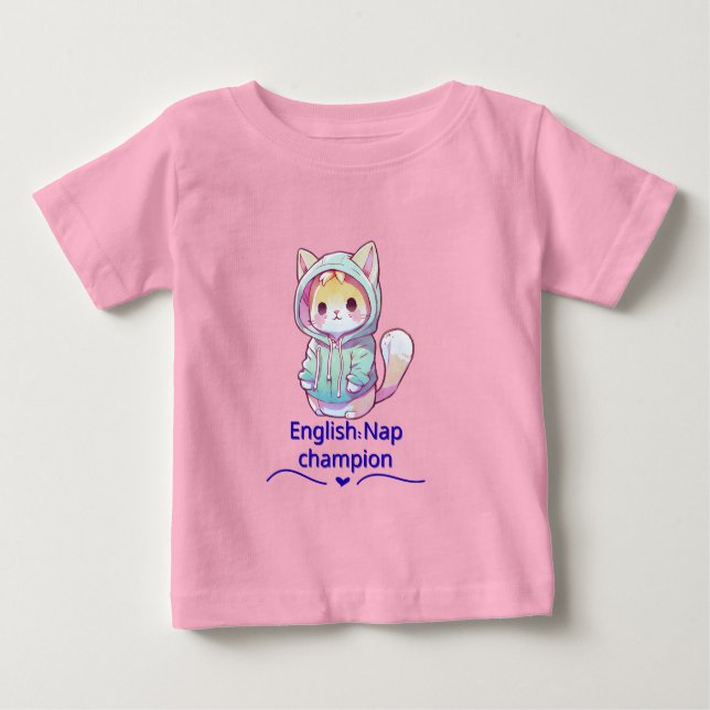 Camiseta Para Bebê Cute Cat Nap Champion Too T-Shirt (Frente)