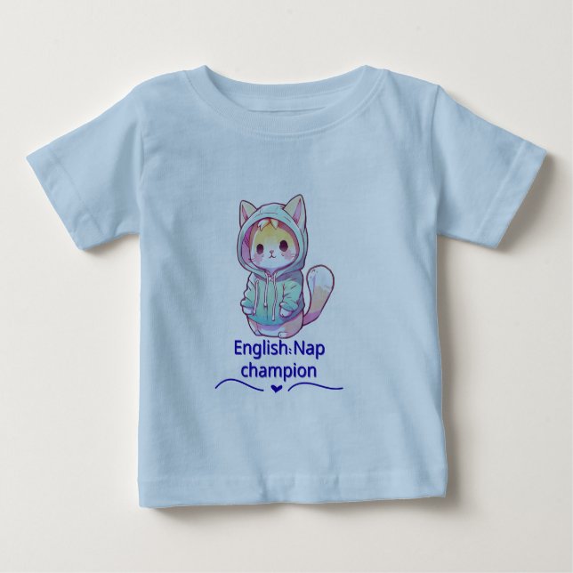 Camiseta Para Bebê Cute Cat Nap Champion Too T-Shirt (Frente)