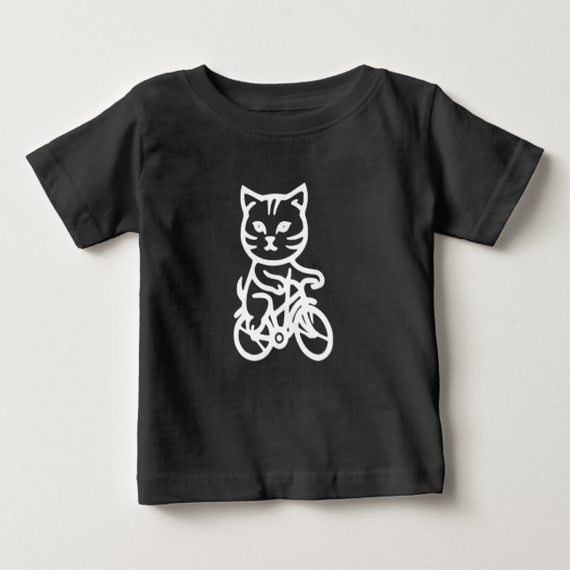 Camiseta Para Bebê Cute cat riding a bicycle (Frente)