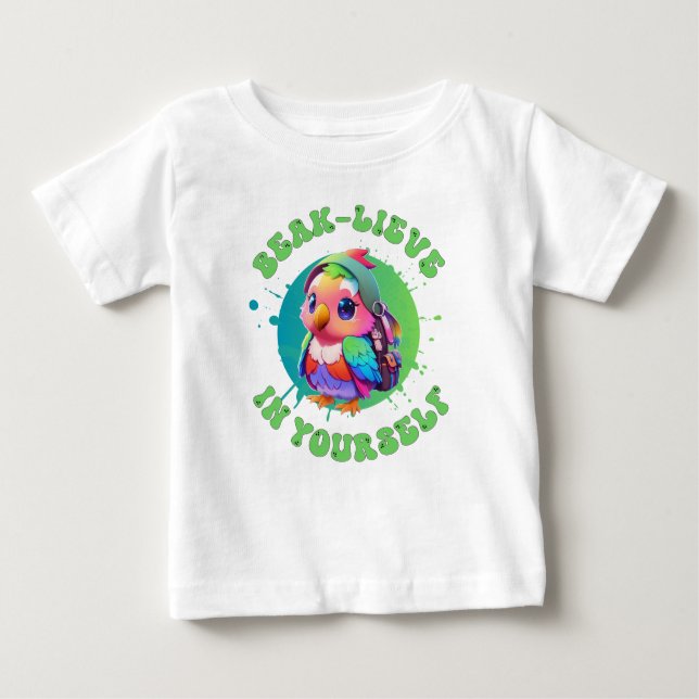 Camiseta Para Bebê Cute Chibi Kawaii — Ano escolar do papagaio (Frente)